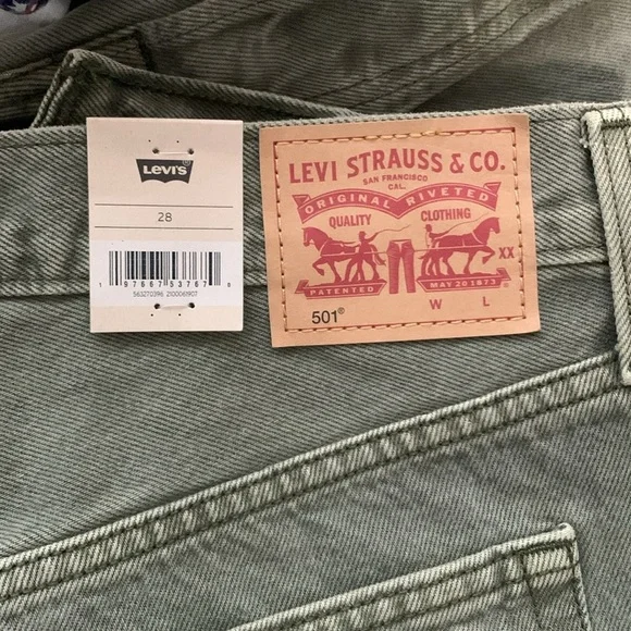 LEVIS 501 High Rise Jean Cut Off Shorts Olive Green NWT - Picture 9 of 11